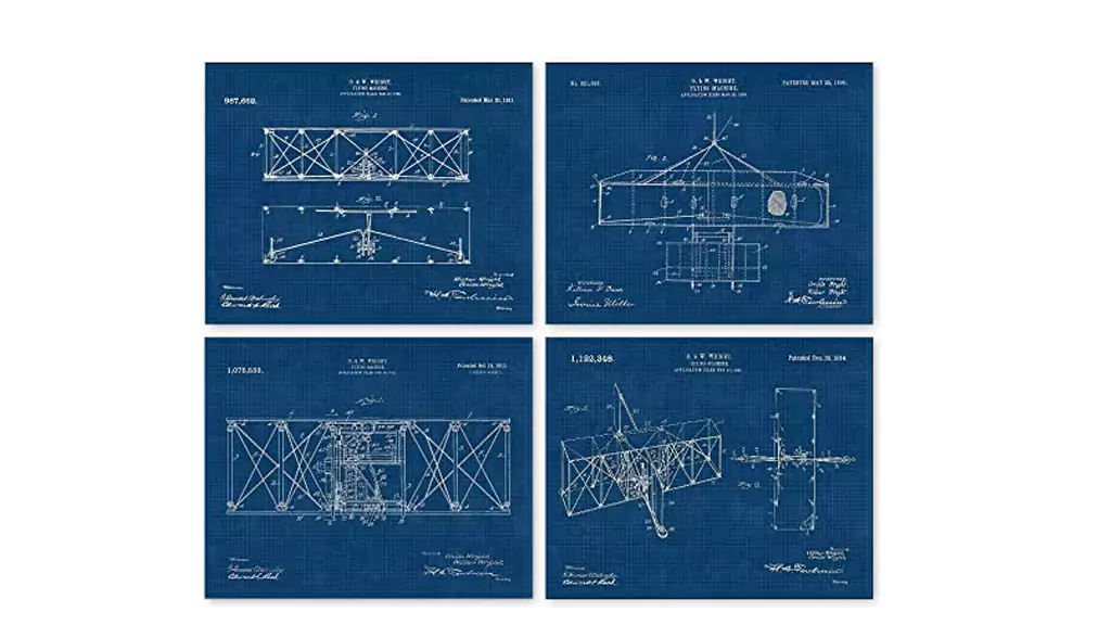 Airplane Blueprint Poster as Wall Art